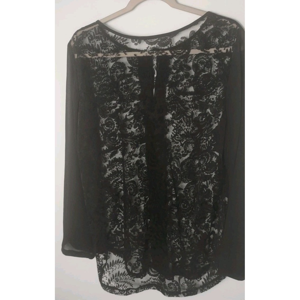 Coquette Elegant Romantic Stunning Blouse Size L floral lace blouse sheer‎